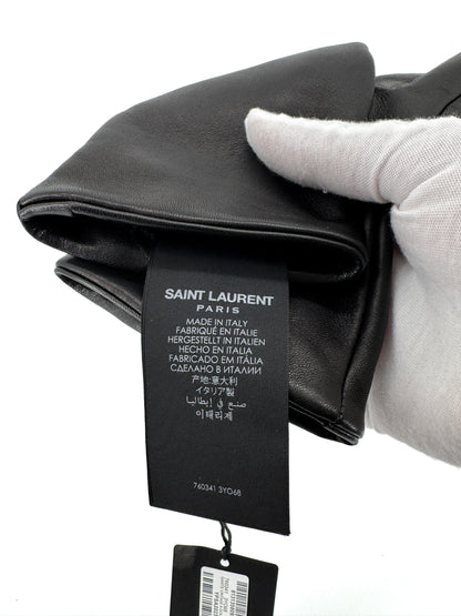 Gants Yves Saint Laurent en cuir noir – Élégance intemporelle et raffinement parisien