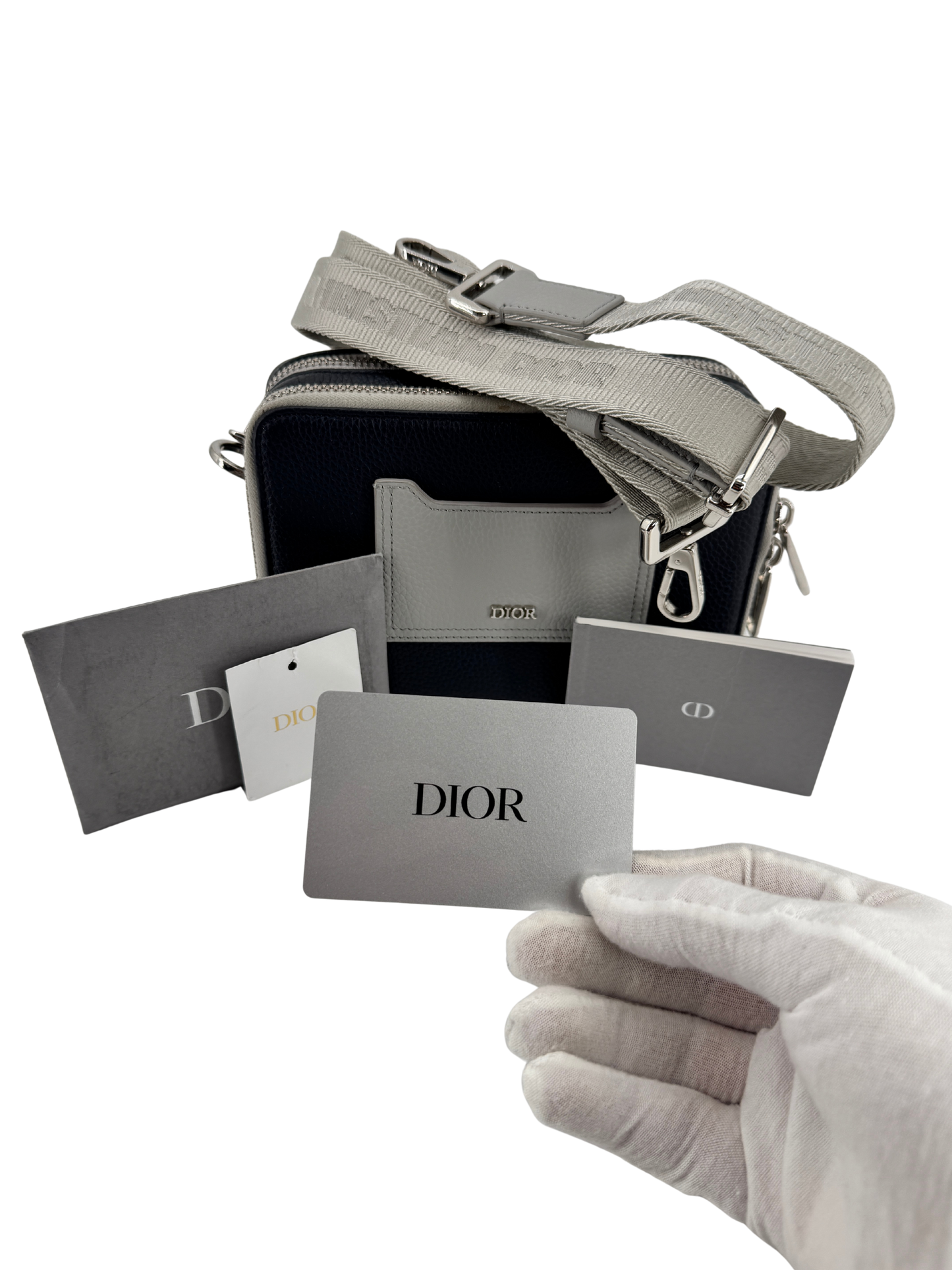 Dior Navy/Gray Leather Shoulder Bag — Contemporary Elegance by Dior