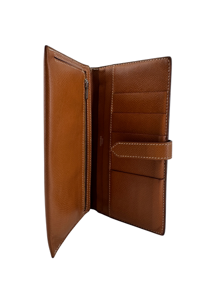 Hermès Béarn Soufflet — Cuir Epsom Gold, Fermoir H Palladié