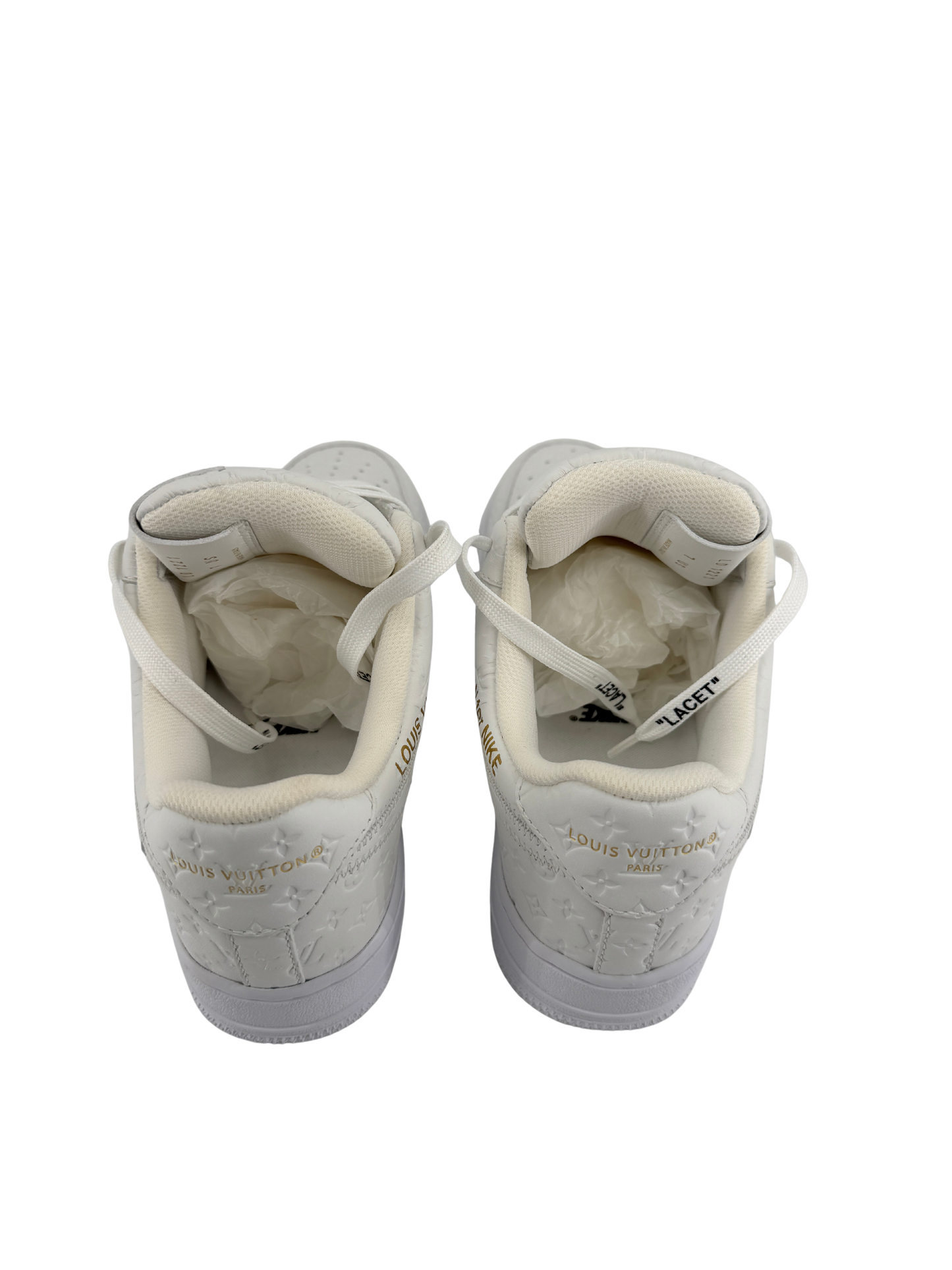 Sneakers Louis Vuitton x Nike Air Force 1 – Édition exclusive en cuir monogrammé blanc (Taille 40)