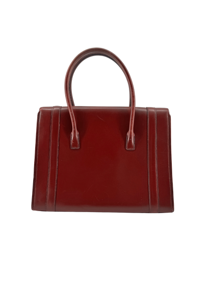 Sac Hermès Drag 27 Vintage Circa 1970 en Cuir Box Rouge, Doublure Chèvre Rouge, Bijouterie Plaquée Or — Pièce expertisée