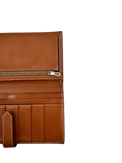 Hermès Béarn Soufflet — Cuir Epsom Gold, Fermoir H Palladié