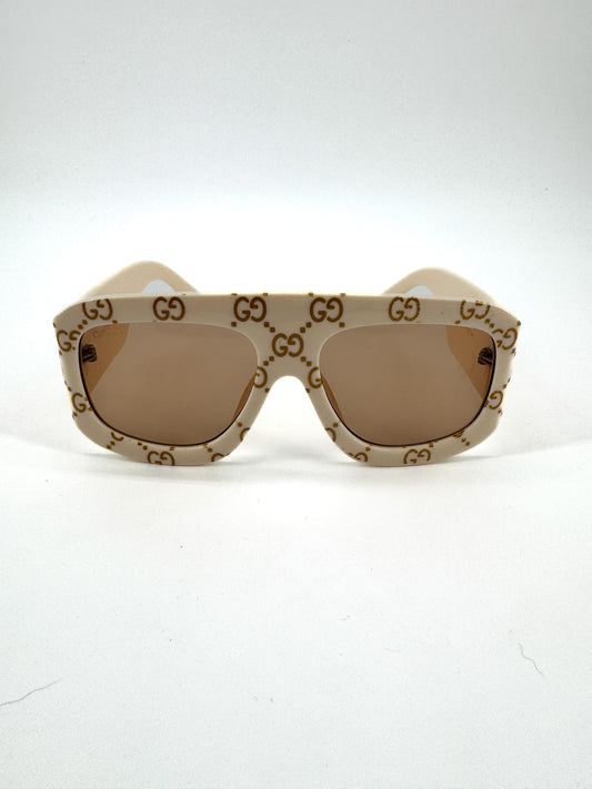 Lunettes de soleil Gucci 6009 – Monture oversize ivoire monogrammée GG