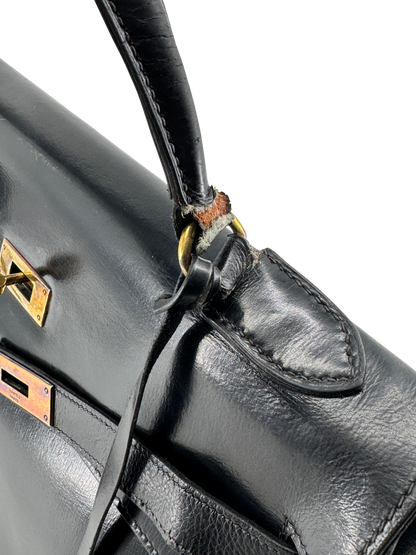 Hermès Kelly 32 Retourne — Veau Box Noir, circa 1965