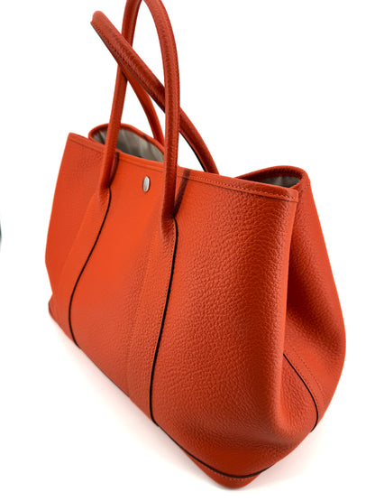 Hermès Garden Party 36 en cuir Clémence orange – L’élégance du cabas iconique au format généreux