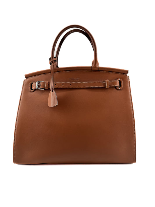 Sac RL50 Grand Modèle Ralph Lauren en Cuir Fauve – Élégance architecturale et artisanat d’exception