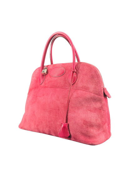 Sac Hermès Bolide 35 en Daim Rose Vintage – L’Élégance Intemporelle d’un Icône du Luxe