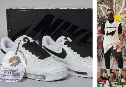 Nike x G-DRAGON (PEACEMINUSONE) — Air Force 1 Low “Para-Noise 2.0” cuir enduit blanc & swoosh noir (2020) | Réf. DD3223-100