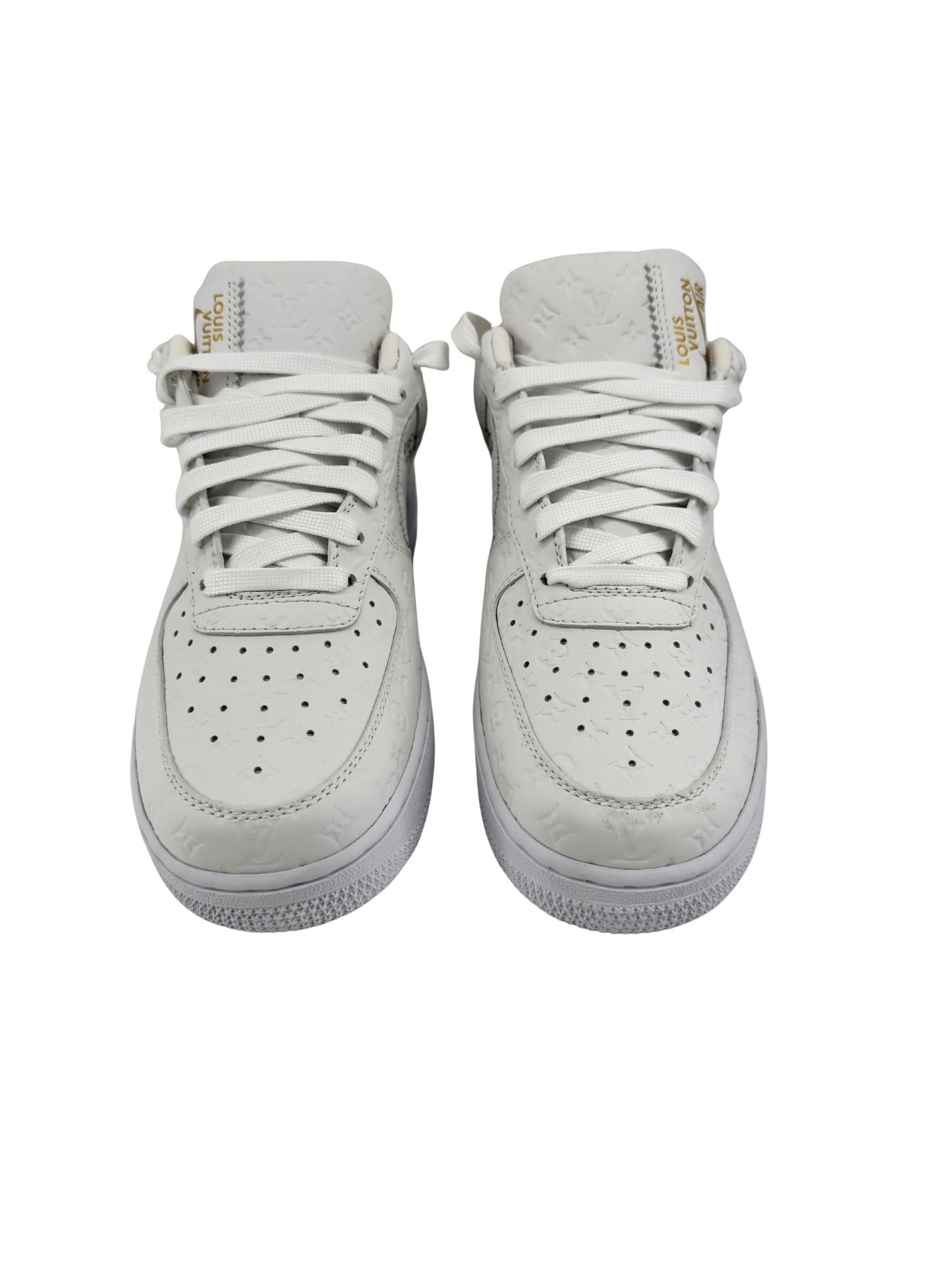 Sneakers Louis Vuitton x Nike Air Force 1 – Édition exclusive en cuir monogrammé blanc (Taille 40)