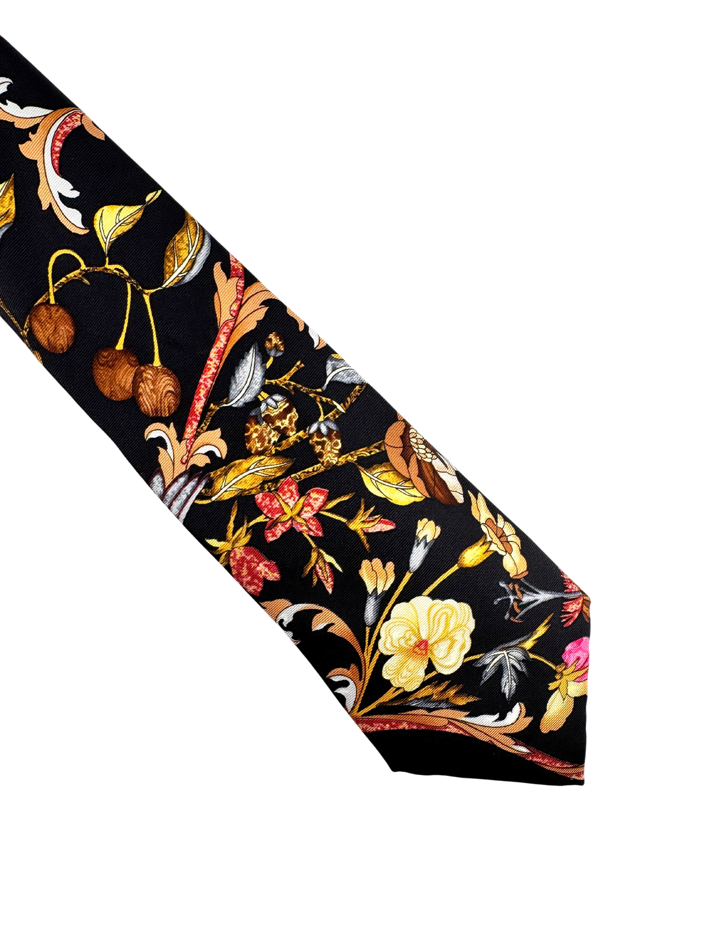 Hermès — Cravate Soie Noir, Jardin Floral