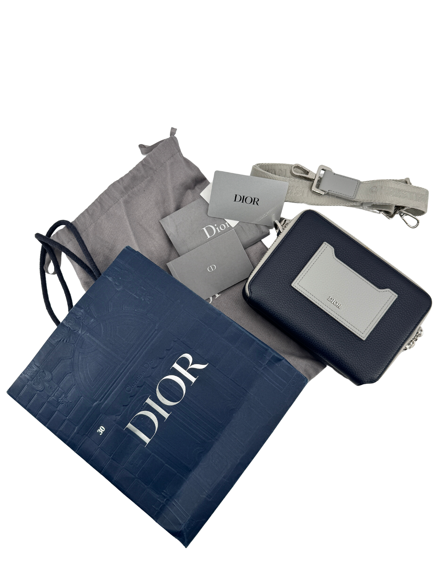 Dior Navy/Gray Leather Shoulder Bag — Contemporary Elegance by Dior